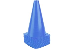 FRAGRAIM 9 Inch Plastic Training Traffic Cones, Sport Cones, Agility Field Marker Cones for Soccer Basketball Football Drills Training, Outdoor Activity or Events - (Set of 10, 12, 15 or 24, 4 Colors)