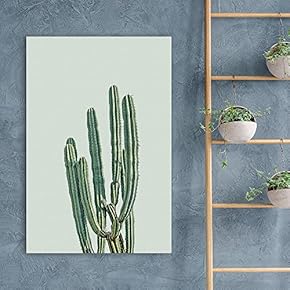 Canvas Wall Art - Retro Style Cactus - Giclee Print Gallery Wrap Modern Home Art Ready to Hang - 12x18 inches