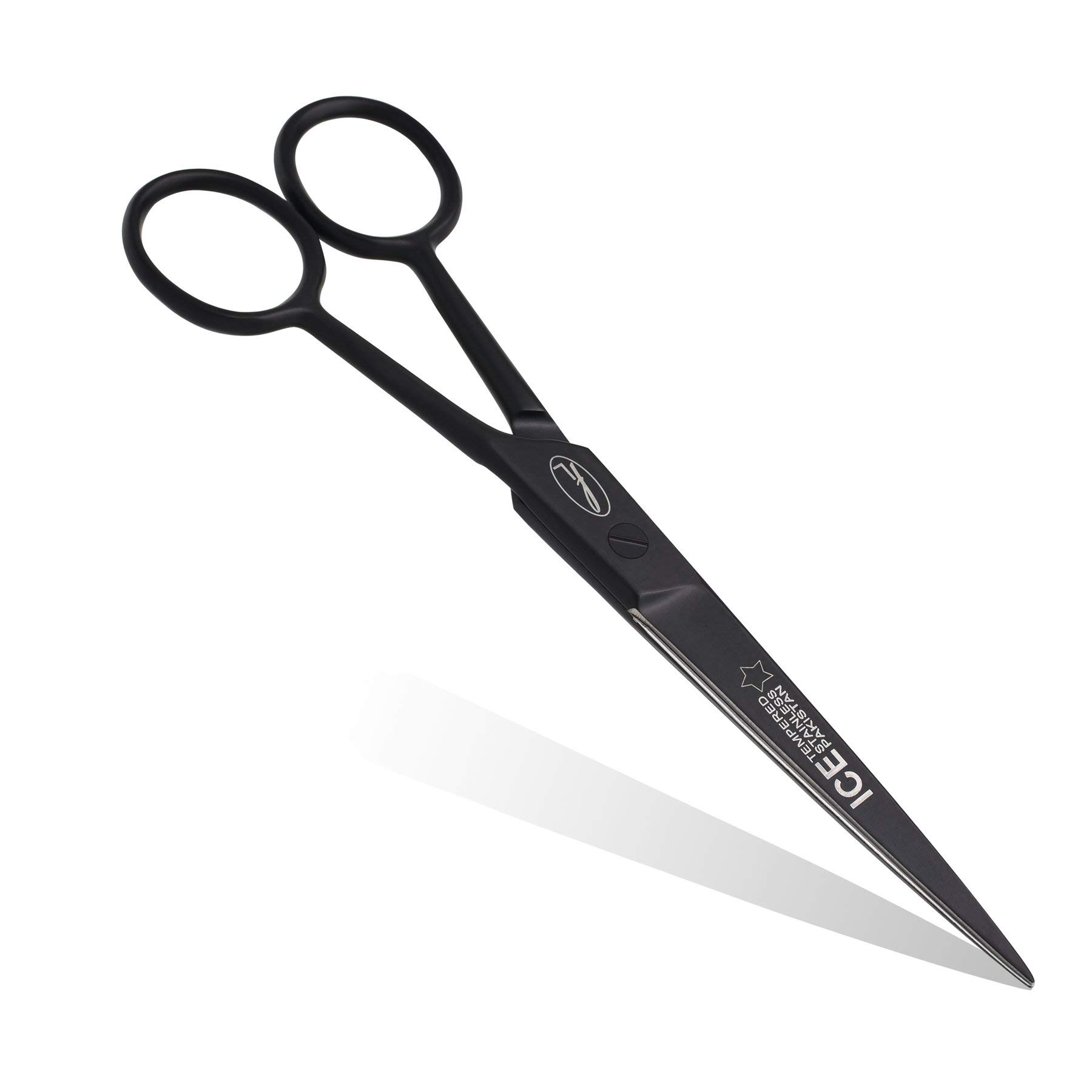 Fine Lines Hairdressing Scissors 6.5 in - Black Razor Edge Stainless Steel Hair Cutting Scissor for Beard & Salon Use - Anti-Rust Barber Shears for Grooming - Ergonomic Styling Tool for Men & Women