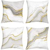 Joymaison Beige Grey Gold Marble Throw Pillow Covers 18x18 Inch Set of 4 Modern Abstract Wave Cushion Covers Home Decor for Couch Cushion Cases