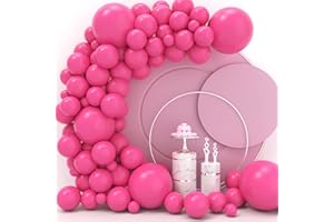 JOYYPOP Hot Pink Balloons 110 Pcs Hot Pink Balloon Garland Kit 5 inch+10 inch+12 inch+18 inch Pink Balloons for Baby Shower Birthday Party Decorations