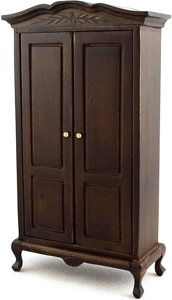 Melody Jane Puppenhaus Eiche Dunkel Queen Anne Kleiderschrank Miniatur