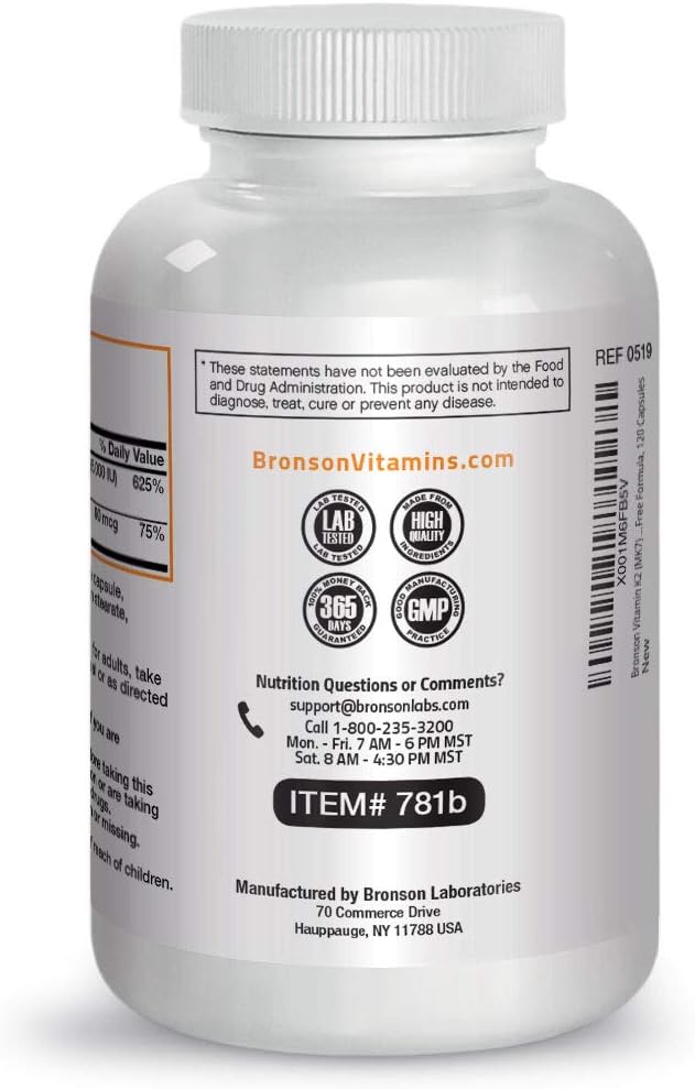 Vitamin K2 (MK7) with D3 Supplement Bone and Heart Health Non-GMO Formula 5000 IU Vitamin D3 & 90 mcg Vitamin K2 MK-7 Easy to Swallow Vitamin D & K Complex, 120 Capsules: Health & Personal Care