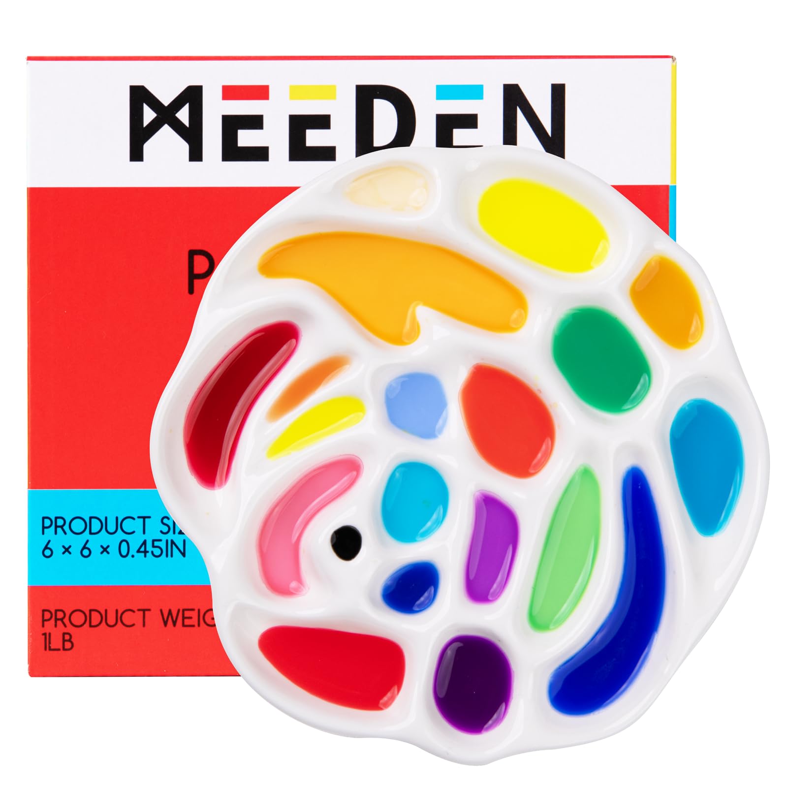 MEEDEN Porcelain Artist Paint Palette Rose Designed Tray for Watercolour Gouache Painting, 15CM in Diameter