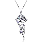 YFN Jellyfish Necklace 925 Sterling Silver Jellyfish Pendant Necklace Ocean Jewelry Gifts for Women