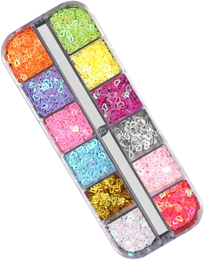 Little Story 12 Pcs Colors Nail Art Tips Stickers 3D Glitter Sequins Manicure DIY, Quick Nail Extension Starter Manicure Nail Polish, The Most Suitable Gift