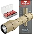 SureFire G2X Pro 600 Lumen Tactical EDC Flashlight Bundle with 4 Extra CR123A Batteries and Lightjunction Battery Case (Tan)