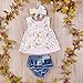 Miward Infant Baby Girl Outfit Wildflowers Cross Vest Ruffled Leaf Short Pants With Headband Clothing (Tag: 90/12-18 Months, White)