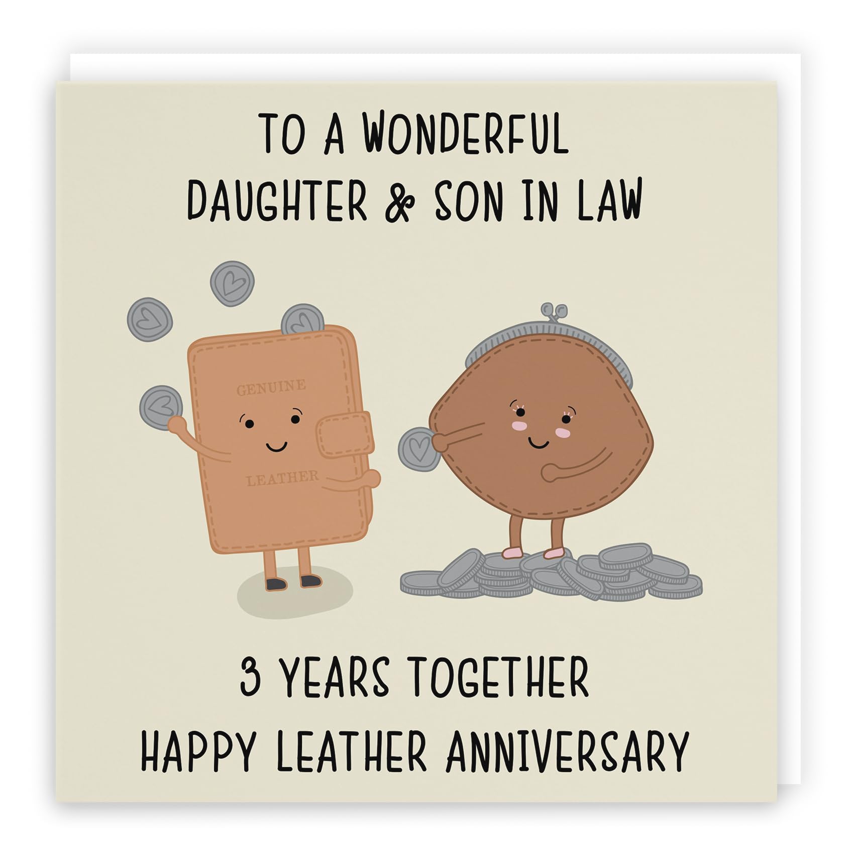 Hunts England - Daughter And Son In Law 3rd Anniversary Card - Fun Cute Anniversary Card - 3 Years Together - Happy Leather Anniversary - Iconic Collection — image 1