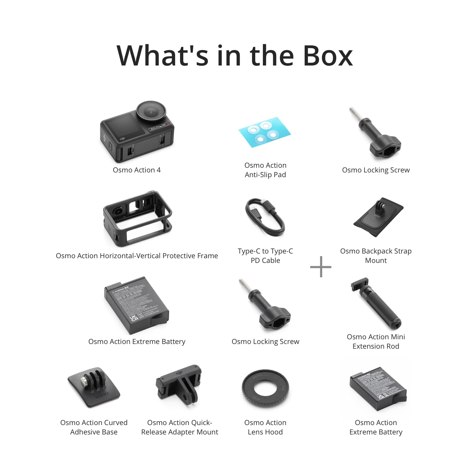 DJI Osmo Action 4 Hiking Combo - 4K Action Camera with 1/1.3-Inch Sensor, 155º FOV, Magnetic Quick Release, 2 Batteries Bring Longer Life, Mini Extension Rod, Backpack Strap Mount, Vlog Camera