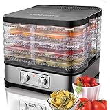 Tomasar Food Dehydrator Machine, Professional Electric Multi-Tiers Home Food Preserver with 5 Nesting Tray for Meat or Beef Fruit Vegetable Dryer (Black / 250W)