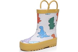 RAINANGEL Toddler Rain Boots with Easy-On Handles, Waterproof Rubber Kids Rain Boots for Girls and Boys, in Fun Printed & Colors Unisex-Child Outdoor Rain Boots
