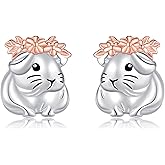 AXOMY Guinea Pig/Giraffe/Wolf/Horse/Penguin/Capybara/Chicken/Rhinoceros 925 Sterling Silver Animal Stud Earrings Animal Jewelry Gifts for Women