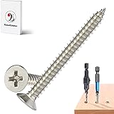Wood Screws - 60PCS Flat Head Phillips Screws, 304