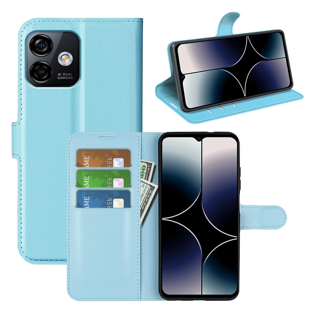 JIUNINE Case for Ulefone Note 16 Pro, Leather Wallet Case Flip Cover with [Card Slot] [Magnetic Closure] [TPU Inner Shell] for Ulefone Note 16 Pro, Blue