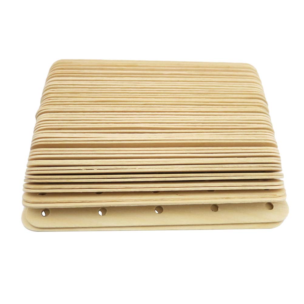 Healifty Wooden Lolly Sticks Craft Craft Sticks Ice Cream Sticks with Holes DIY Crafts 50PCS (Nature Color)