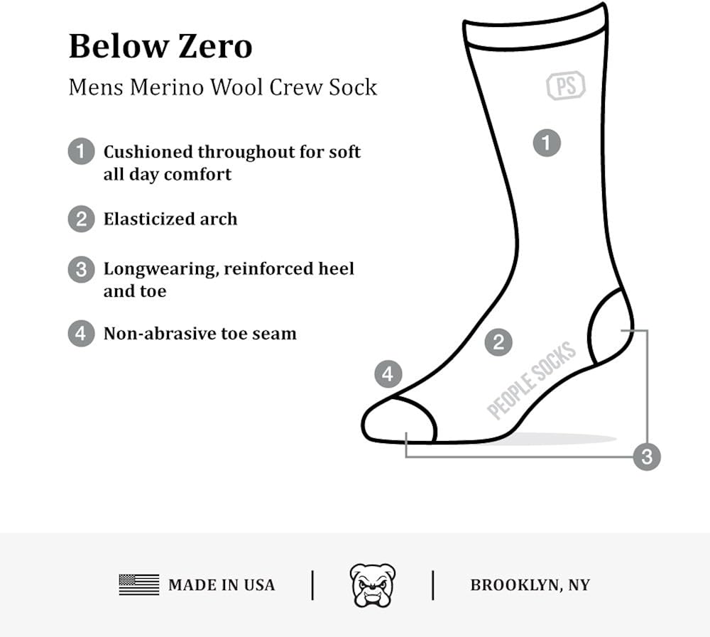 PEOPLE SOCKS Men's Women's Merino wool crew socks 4 pairs 71% premium with Arch support Made in USA: Clothing