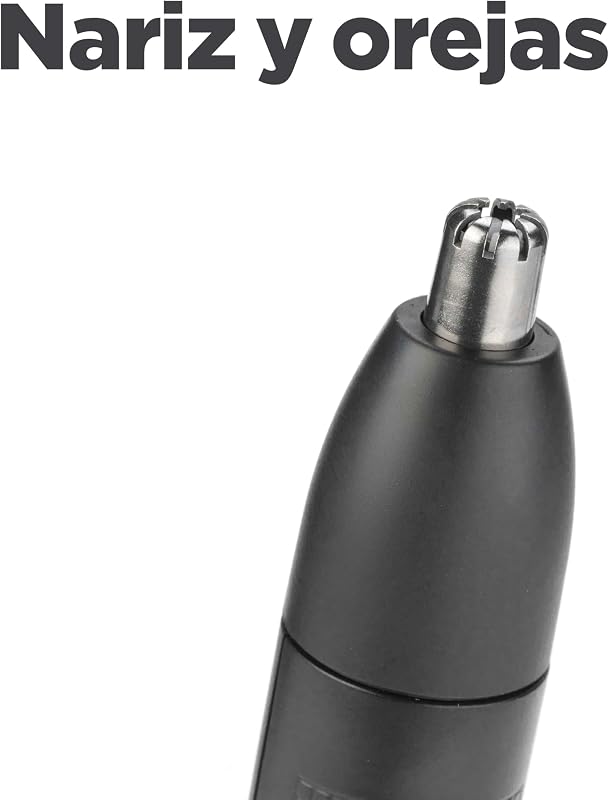 Corta-nariz e ouvidos - Sistema preciso de 2 pás, alimentado por pilhas, aço inoxidável, acessórios removíveis fáceis de limpar, oferta para homens, preto, E650E