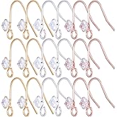 SUNNYCLUE 1 Box 36Pcs Rhinestone Earring Hooks Earring Fish Hooks Ear Wires Fish Hooks Crystal Cubic Zirconia Earring Findings Ear Wire Hooks for Jewelry Making Accessories DIY Dangle Earrings Craft