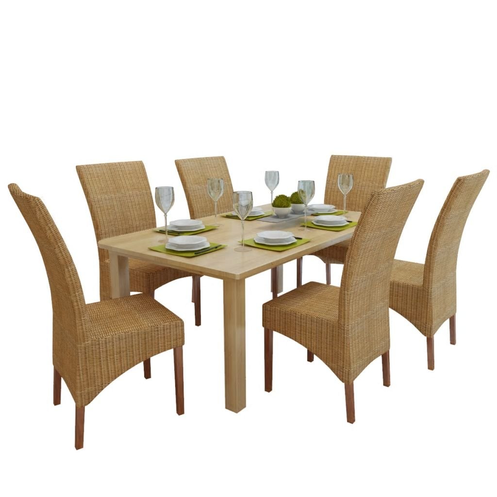 SHENGFENG Dining Chairs Brown Handwoven Rattan Kitchen Dining Room