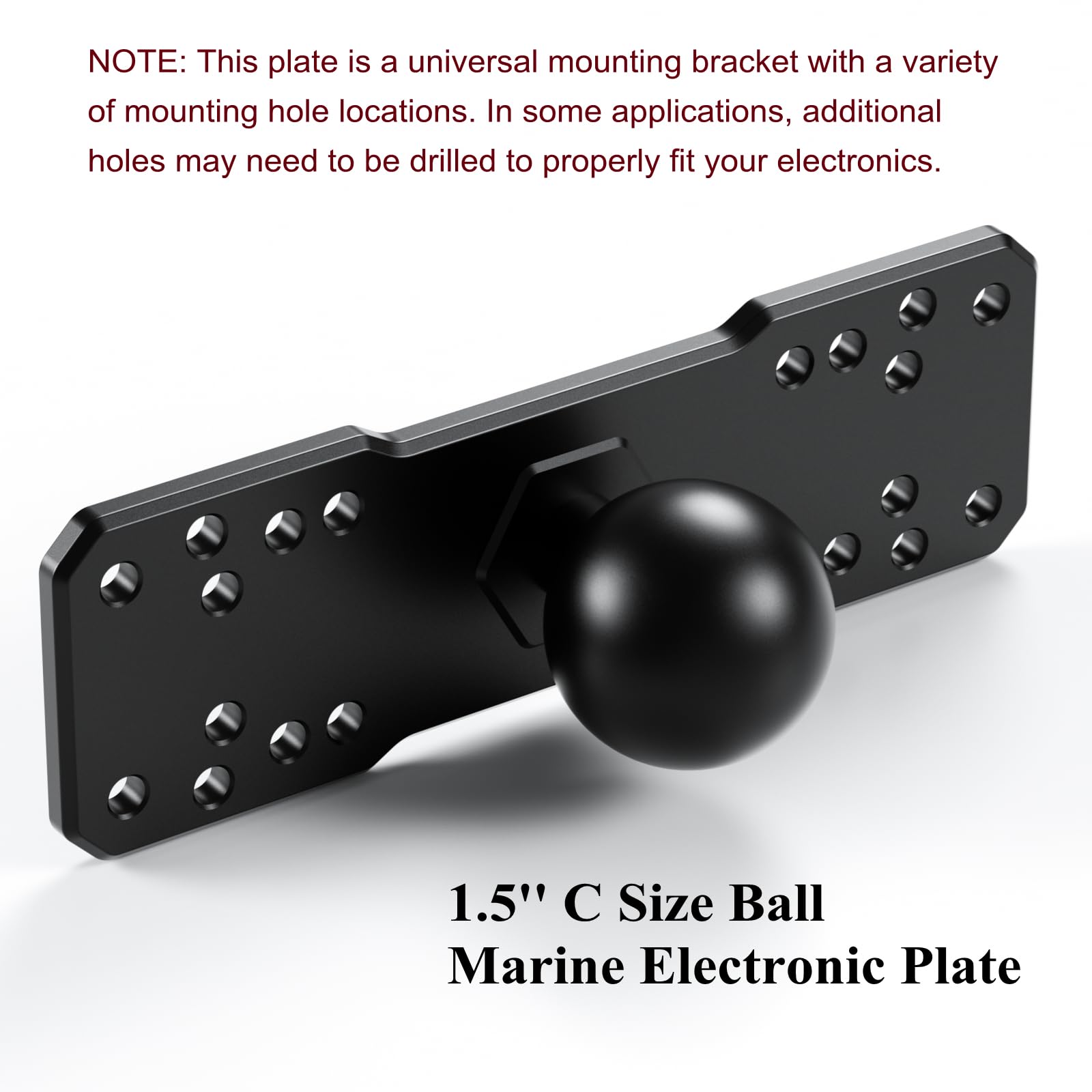 BRCOVAN 1.5'' Ball Fish Finder Mount, Aluminum Alloy Universal Marine Electronic Plate for RAM Mounts C Size 1.5 Inch Ball Double Socket Arm, Fit for Garmin, Lowrance, Humminbird, Raymarine and More