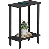 TUTOTAK Narrow Side Table, 2-Tier Small End Table for Couch | Skinny Sofa Table, Slim Nightstand, Easy Assembly for Living Room, Bedroom, Black TB01BK062