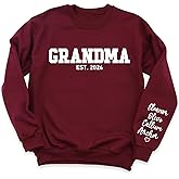 Grandma Sweatshirt With Kids Name On Sleeve, Personalized Grandma Sweatshirt, Grammy Grandpa Grandkids Name Shirt, New Grandma Long Sleeve, Mothers Day Gifts For Grandma, Grandma Valentine Gift Tee