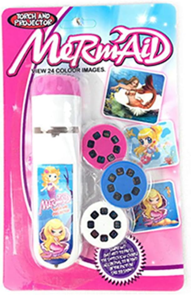 Aneil Projector Flashlight Night Photo Picture Light Bedtime Study Learning Fun Toys for Baby Kids 3 Age (Mermaid)
