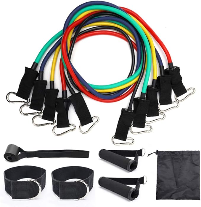 RUNYA Resistance Bands Set Exercise Bands with 5 Fitness Tubes, 4 Foam