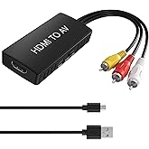 HDMI to RCA Converter, HDMI to AV Adapter for Old TV, HDMI RCA Composite Video Converter Supports PAL/NTSC for TV Stick, Roku