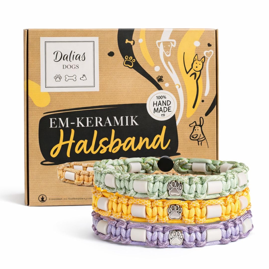 Dalias Dogs - Premium EM ceramic dog collar, cat collar, dog jewellery collar, paracord (21-30 cm, lavender pastel)