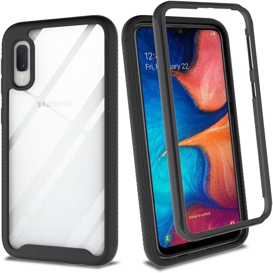 LEEGU Phone Case for Samsung Galaxy A10e, Rugged Clear Heavy Duty Bumper Case Anti-Scratch Shockproof Protective Cover High Impact Resistant Phone Cases - Black