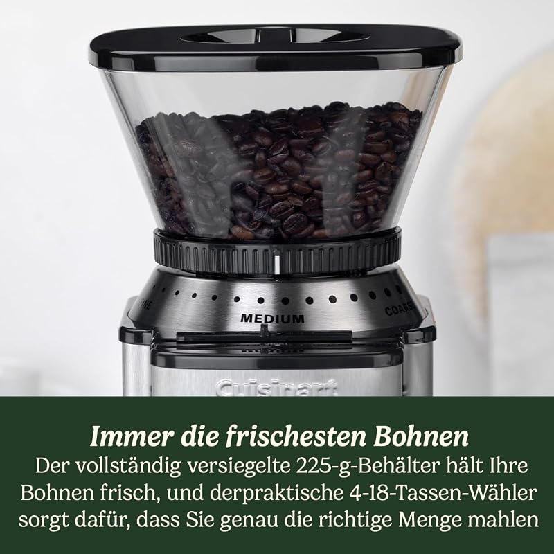 Kaffeemühle | Kaffeemühle für zu Hause | 4-18 Tassen | 18 Mahlgradeinstellungen | verschiedene Brühstärken - Espresso, Cold Brew, Latte, Cappuccino | spülmaschinenfest | einfach zu bedienen