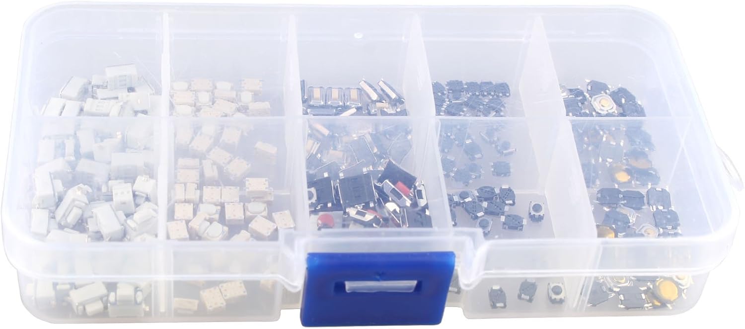 HALJIA 250PCS 10Value Tactile Push Button Touch Switch Micro Momentary Tact SMD Assortment Kit + Plastic Box - Image 5
