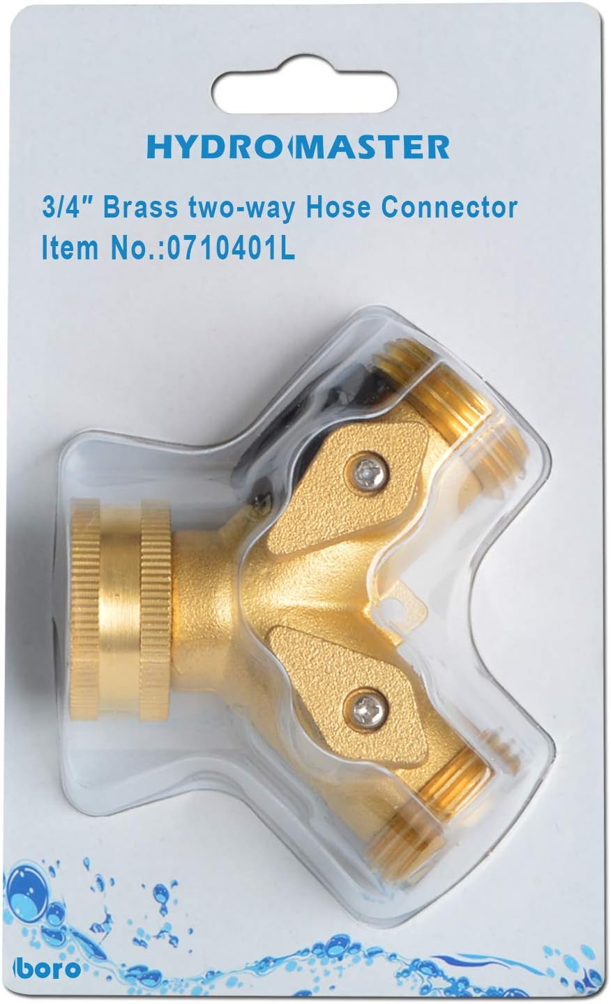 HYDRO MASTER 2 Way Garden Hose Splitter, Hose Connector, Heady Duty Solid Brass Shut Off Valve : Garden & Outdoor