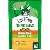 Greenies Feline Smartbites Healthy Indoor Cat Treats, Chicken, 2.1 oz | Veterinarian-recommended, Fiberblend Formula, supports digestion, under 2 cal per treat, natural ingredients, dual texture
