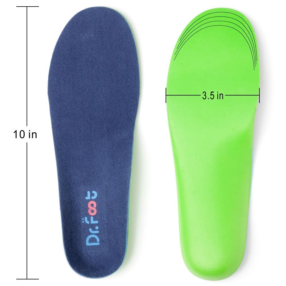 Dr. Foot\'s Orthotics Insoles for Flat Feet - Help against Plantar Fasciitis, Heel Pain and Pronation. Diabetic Anti-Sweat Foam high Arch Support Feet Inserts for Men and Women (S - W7-8.5 | M5.5-7)