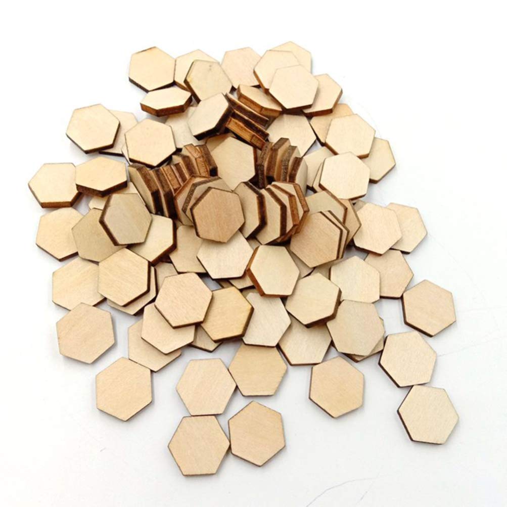 MILISTEN 200Pcs Wooden Hexagon Pieces Unfinished Hexagon Cutout Christmas DIY Craft Supplies Decorations Ornaments 15MM