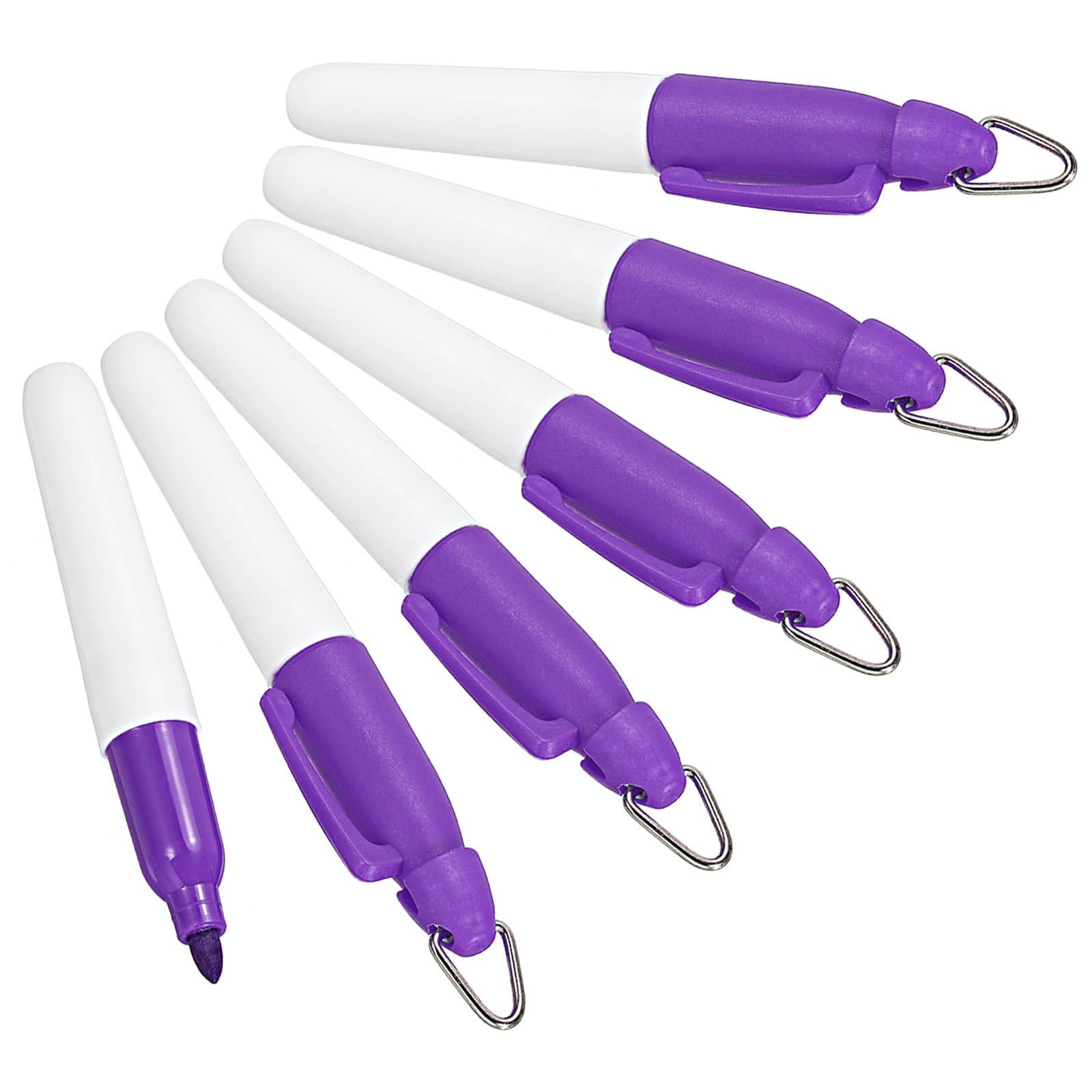 PATIKIL Mini Permanent Markers, 6 Pack Golf Ball Marker Pens with Keychain Clip for Office Meeting Outdoor Activities, Purple