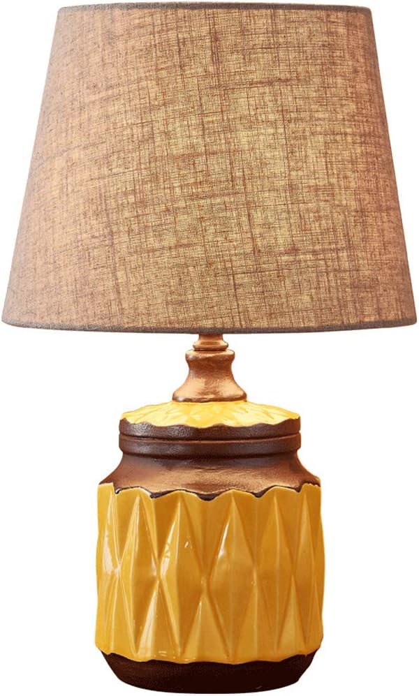 C&S Yellow Kiln Glazed Ceramic Desk Lamp Study Room Bedside Table Lamp