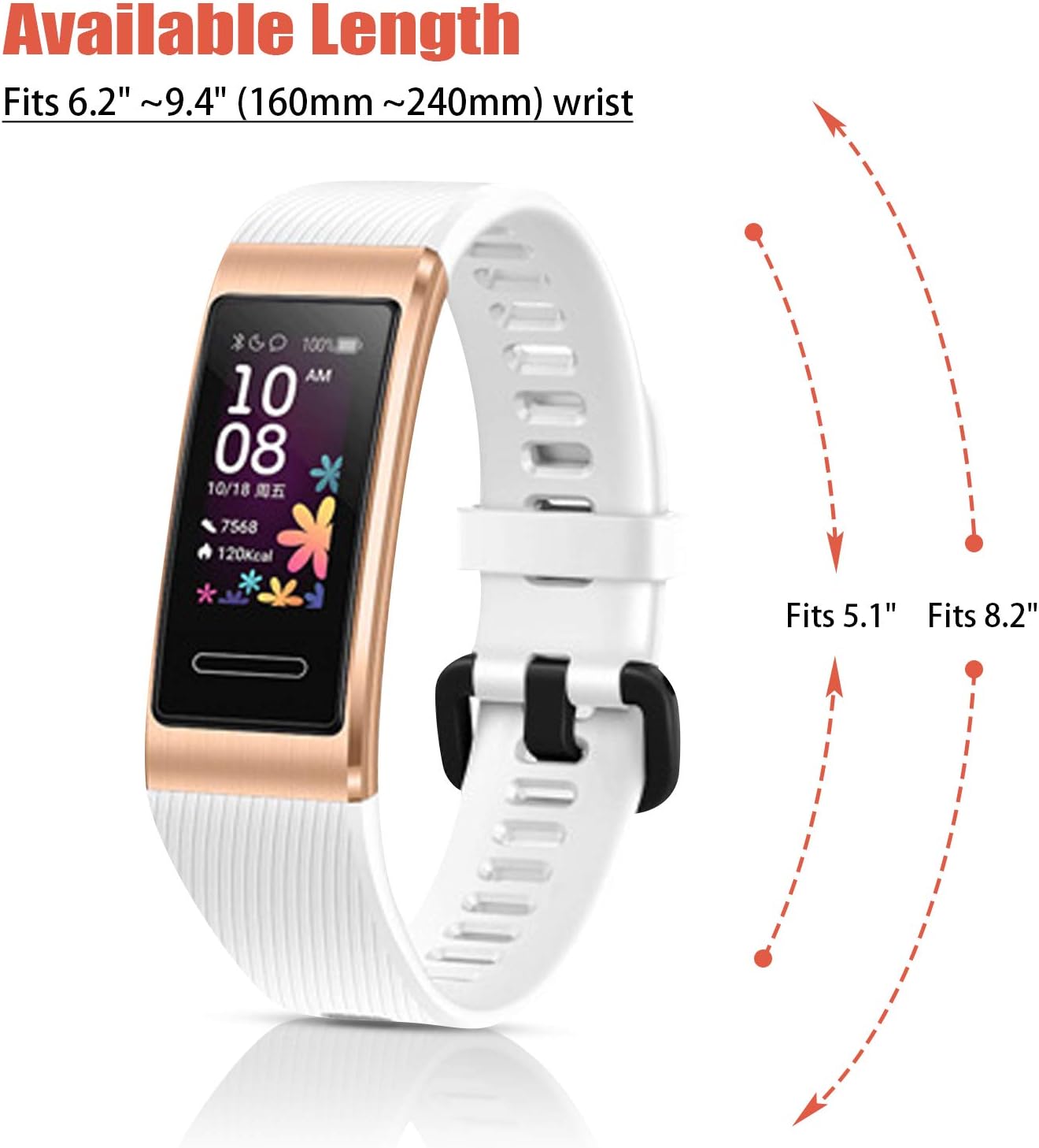 teyiwei White Soft Silicone Wrist Strap Compatible for Band 3 Pro Replacement Watch Band Bracelet Compatible with Band 4 Pro - Image 4