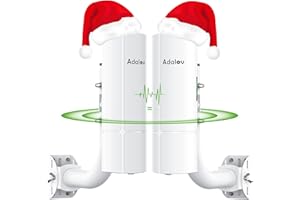 Gigabit Wireless Bridge with Mounts, 1000Mbps Outdoor CPE, 5.8GHz Long-Range Point-to-Point WiFi Bridge for IP Cameras, PoE P