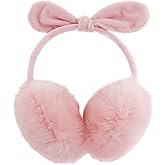 POXIMI Women Winter Earmuffs Girl Ski Adjustable Ear Covers for Cute Bow Ear Warmer Outdoor Earmuff Fleece Lining