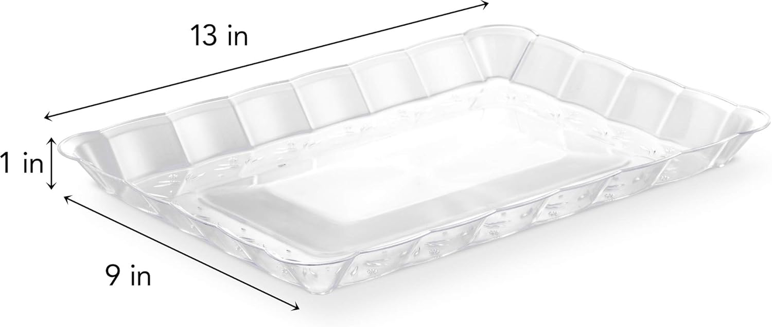  | Plasticpro Plastic Serving Trays - Serving Platters Rectangle 9X13 Disposable Party Dish Crystal Clear Pack of 4: Serving Trays