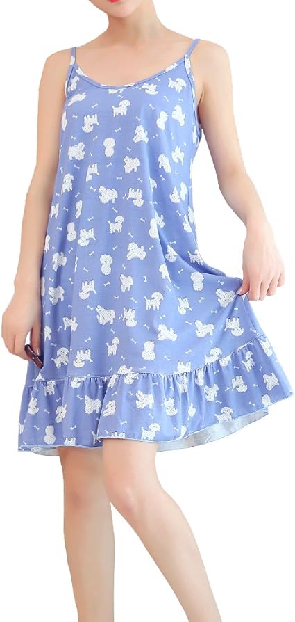 Amazon エマ フィッシャー Emma Fischer レディース パジャマ 可愛い ワンコ プリーツ ノースリーブ ワンピ 部屋着 パジャマ ルームウェアセット 通販