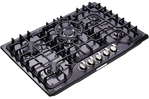 Deli-Kit 30 Inch LPG/NG Gas Cooktop Dual Fuel 5 Sealed Brass Burner Stainless Steel Hob 110V AC pulse Ignition Stainless Steel Gas Cooktops DK257-B01 Gas Hob
