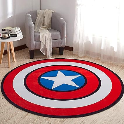 HOSSEN Home Non Slip Cartoon Printing Round Crawling Carpet for Computer Chair Kids Room