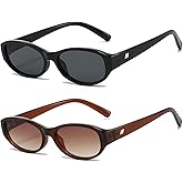 BRMHDY Retro Oval Sunglasses for Women Trendy Cute Womens Small Oval Sunglasses 90s Narrow Cat Eye Shades