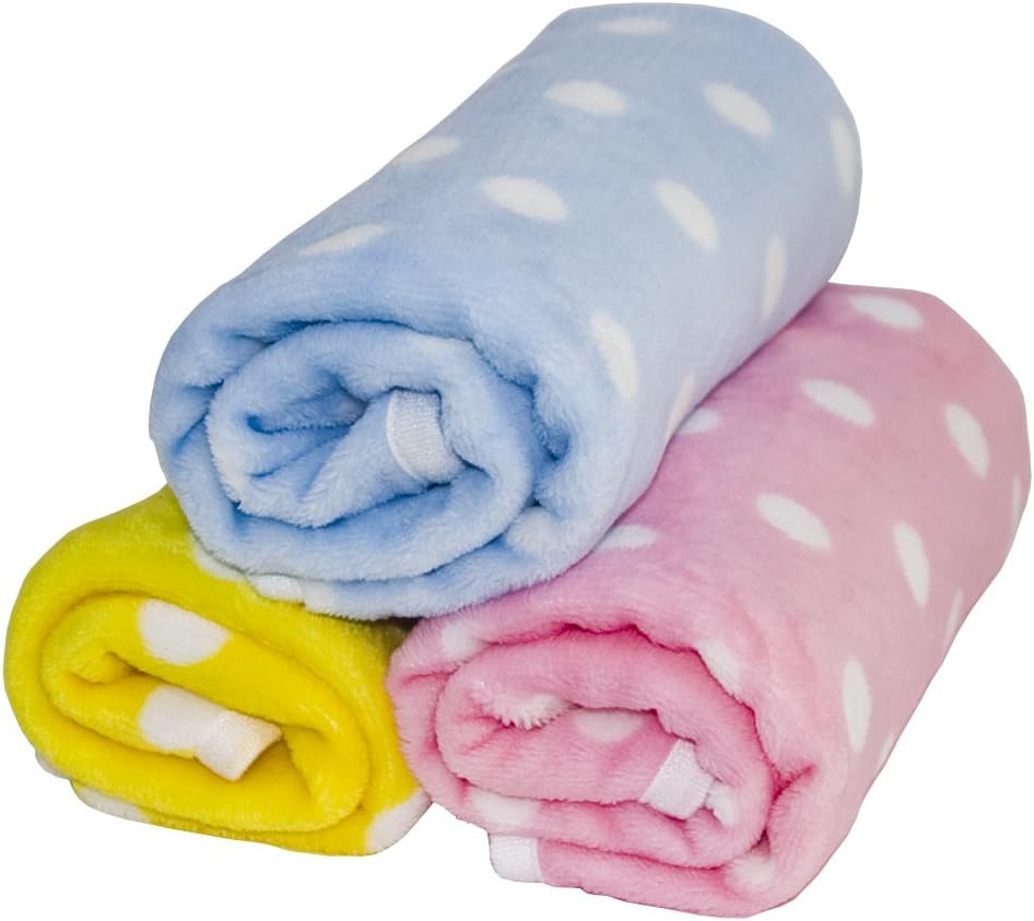 Lovely Baby Fleece Dog Blanket & Soft Puppy Cat Blanket for Car, Couch, Bed & Pink, Blue and Yellow 3 Pack 3 Colors : Pet Supplies