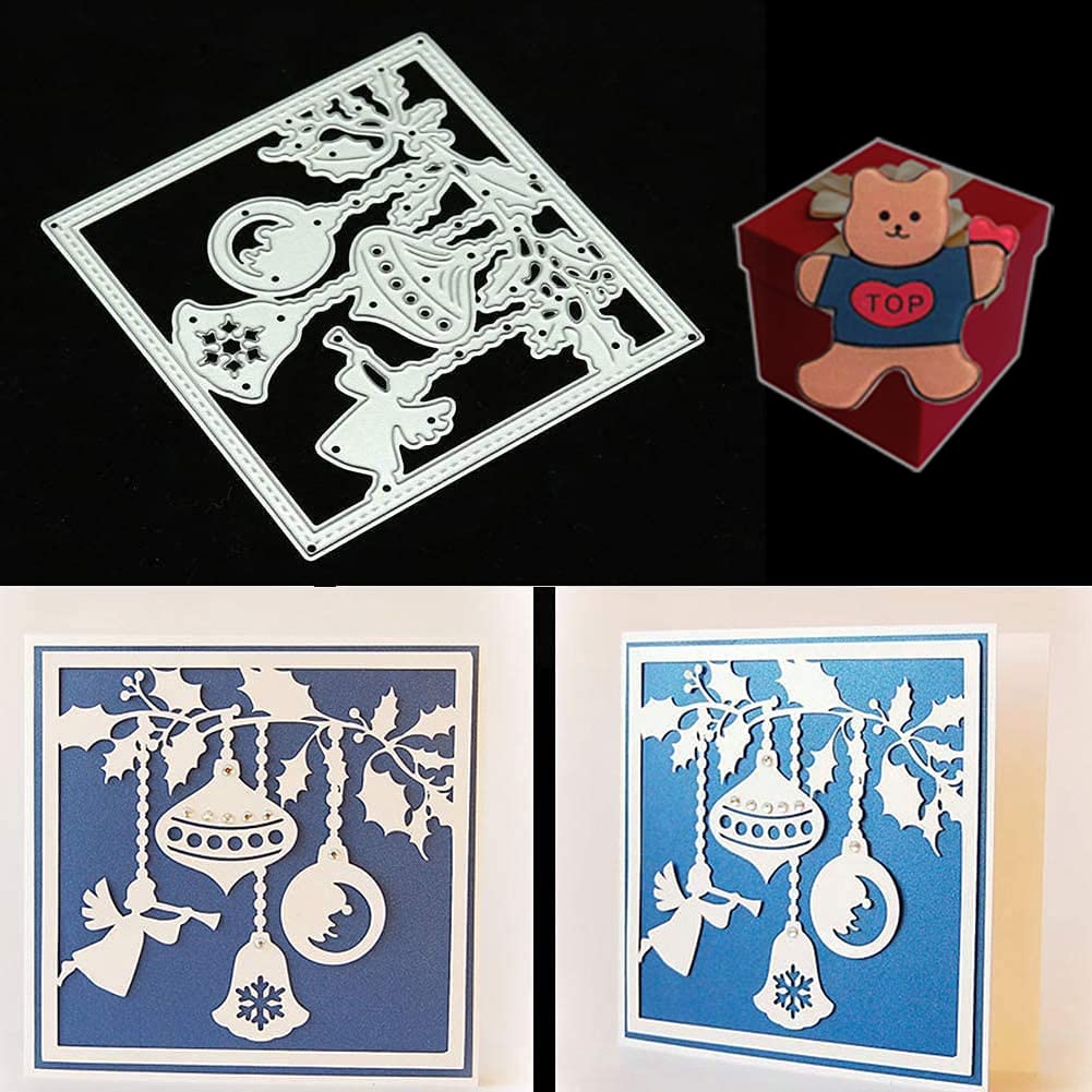 Cutting Dies for Card Making，Cutting Dies Cut Stencils for DIY Scrapbooking Photo Album Decorative Embossing Paper Dies for Card Making Templated+Cute Brooch Pin (Christmas Bell Ball) — image 1